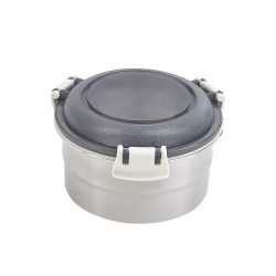 Noxbox boite ronde inox avec couvercle pp noir 600ml - 12 unités