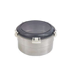 Noxbox boite ronde inox avec couvercle pp noir 900ml - 6 unités
