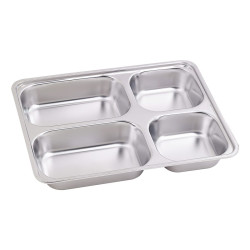 Noxtray plateau repas inox 4 compartiments avec couv pp 280x220mm - 10 unités