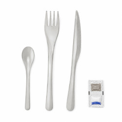 Kit couverts en Inox 6/1 avec étui kraft 230x60mm H25mm - 250 unités