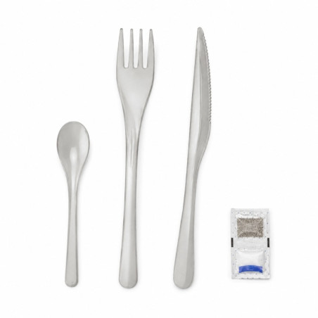Kit couverts en Inox 6/1 avec étui kraft 230x60mm H25mm - 250 unités