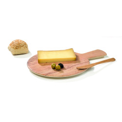 Planche ronde en mélamine décor bois avec poignée Diam: 23 cm 23 x 23 x 1,6 cm - 6 unités