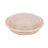 Bol Reemp beige en plastique PP avec couvercle transparent  700ml Ø182mm - 50 unités