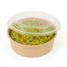 Bol reemp beige pp imprimé avec couvercle transparent  - 980 ml - 18,2 cm x 18,2 cm x 6,7 cm. - 50 unités