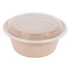 Bol reemp beige pp imprimé avec couvercle transparent   - 1200 ml - 18,2 cm x 18,2 cm x 8,2 cm. - 50 unités