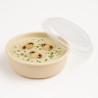 Bol reemp beige pp imprimé avec couvercle transparent   - 1200 ml - 18,2 cm x 18,2 cm x 8,2 cm. - 50 unités