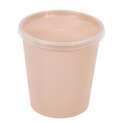 Bol Reemp pp beige avec  couvercle transparent  - 1000 ml - 12 cm x 12 cm x 12,5 cm. - 50 unités