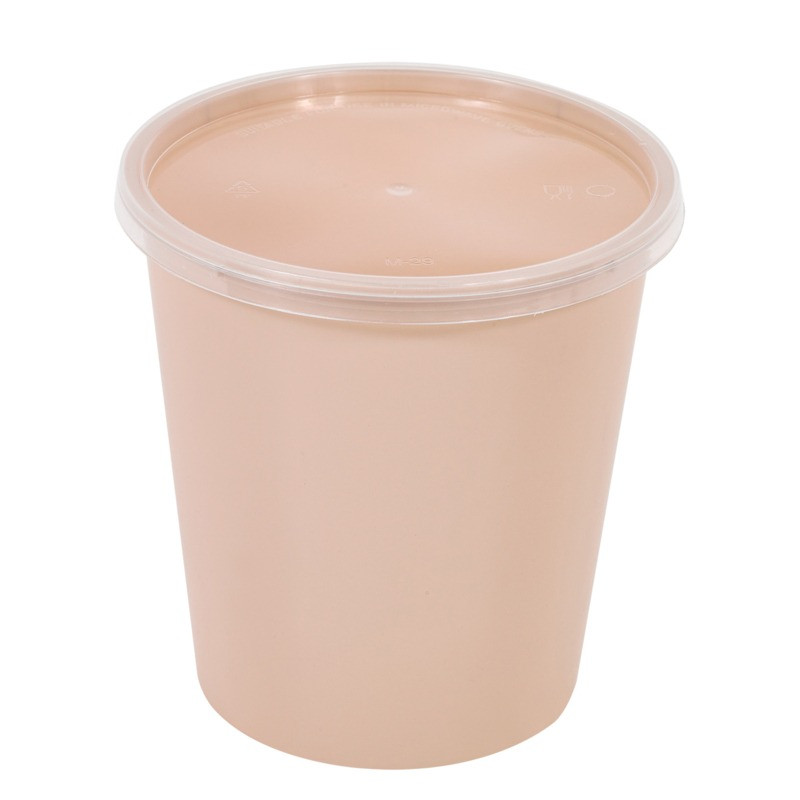 Bol Reemp pp beige avec  couvercle transparent  - 1000 ml - 12 cm x 12 cm x 12,5 cm. - 50 unités