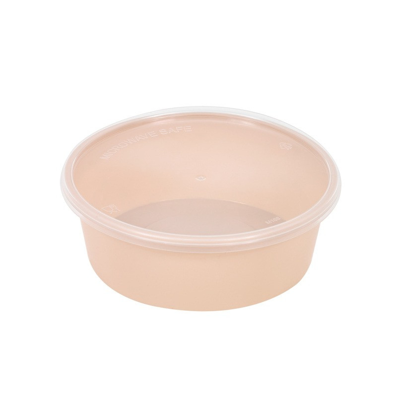 Bol Reemp beige en plastique PP avec couvercle transparent  300ml Ø120mm - 50 unités