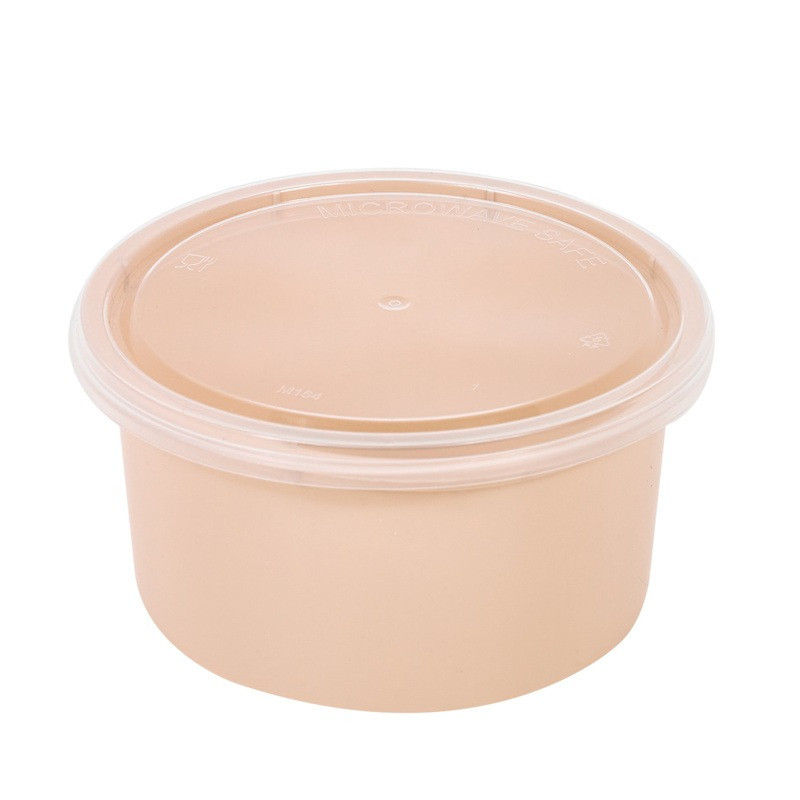 Bol Reemp pp beige avec  couvercle transparent  - 225 ml - 9,8 cm x 9,8 cm x 4,9 cm. - 50 unités