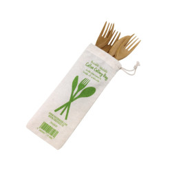 Sacs pour couverts 100% coton - 8x22cm - 110 gsm - 100 unités