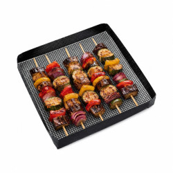 Plaque grillagée en silicone avec bordure pour BBQ 279x279mm H30mm - 2 unités