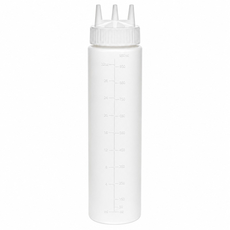 Squeezer souple transparent 3 embouts,  plastique BPA free  H295mm 920ml - 6 unités
