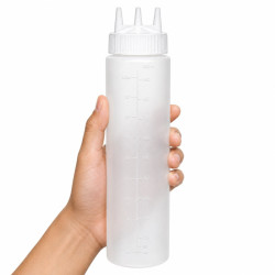 Squeezer souple transparent 3 embouts,  plastique BPA free  H295mm 920ml - 6 unités