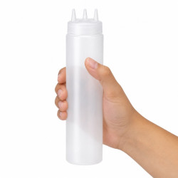 Squeezer souple transparent 3 embouts, plastique BPA free  H260mm 630ml - 6 unités