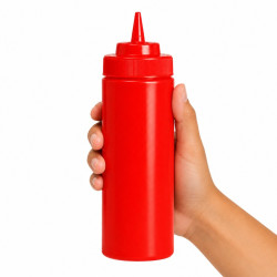 Squeezer souple rouge 1 embout, plastique BPA free  H260mm 630ml - 6 unités