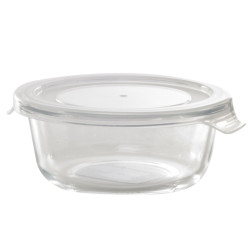 Combo Bol CookShow en verre compartimenté+Couv PP Ø130mm H60 mm - 36 unités