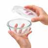 Combo Bol CookShow en verre compartimenté+Couv PP Ø130mm H60 mm - 36 unités