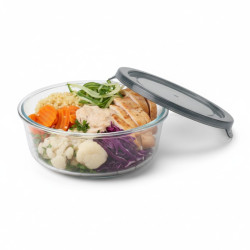Combo Bol CookShow en verre compartimenté+Couv PP Ø170mm H74 mm - 18 unités