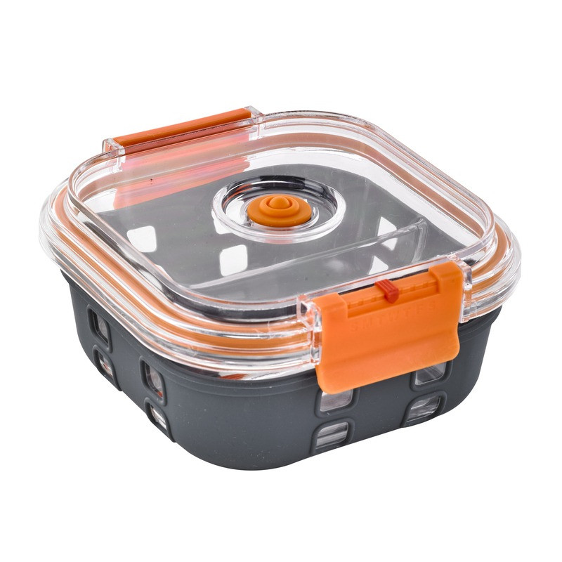 Bol carre borosilicate compartimentée+couv acrylique transp+protection silicone Ø152mm H60 mm - 24 unités