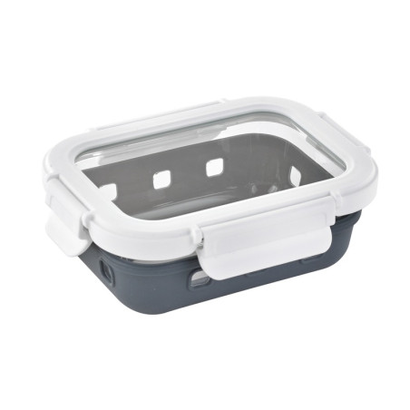 Combo boite rectangulaire en verre+couv transparent+protection silicone 145x105, H47 mm - 24 unités