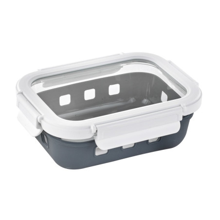 Combo boite rectangulaire en verre+couv transparent+protection silicone 170x125, H53 mm - 24 unités