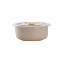 Huskly bol reutilisable en composite beige avec couvercle pp 300ml - 40 unités