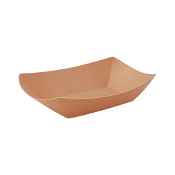 Barquette Bateau kraft réutilisable 218x155, H40 mm - 10 unités