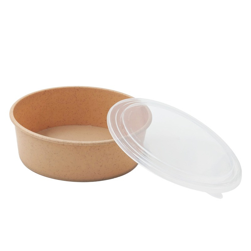 Combo Saladier Kraft et couvercle transparent réutilisable Ø185mm H68 mm - 10 unités