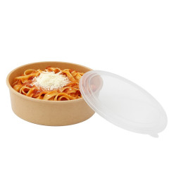Combo Saladier Kraft et couvercle transparent réutilisable Ø185mm H68 mm - 10 unités