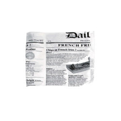 Sac papier ingraissable blanc ouvert sur 2 côtés avec décor journal 17 x 17 cm - 1000 unités