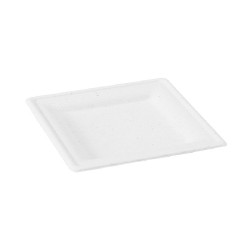 Assiette pulpe carrée blanche 18 x 18 x 1,5 cm - 6 unités