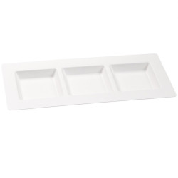 Assiette pulpe rectangulaire 3 compartiments 260x110mm - 4 unités