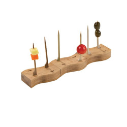Piques bambou "Teppo Gushi" et support bambou pour 4 piques "Haya" 7,9 x 3,7 x 1,9 cm - 21 unités