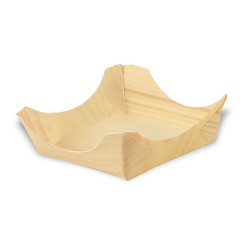 Mini assiette bois carrée 9,5 x 9,5 x 3,5 cm - 12 unités