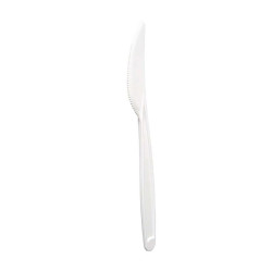 Couteau PLA blanc 18 cm - 24 unités