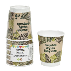 Gobelet carton laminé PLA double paroi 230 ml Diam: 8 cm 8 x 5,5 x 9 cm - 6 unités
