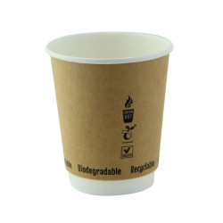 Gobelet carton laminé PLA double paroi 230 ml Diam: 8 cm 8 x 5,6 x 9,3 cm - 6 unités