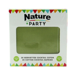 Serviette coton vert pour cocktail - 20 unités