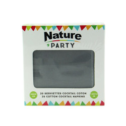 Serviette coton gris pour cocktail 200x195mm - 20 unités