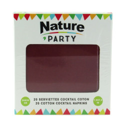Serviette coton rouge pour cocktail 200x195mm - 20 unités