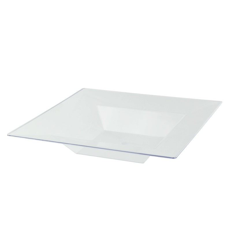 Assiette creuse transparente carrée 21,5 x 21,5 x 4 cm x 10 unités