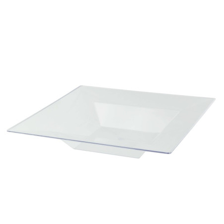 Assiette creuse transparente carrée 21,5 x 21,5 x 4 cm x 10 unités