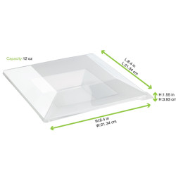 Assiette creuse transparente carrée 21,5 x 21,5 x 4 cm x 10 unités