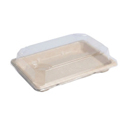 Barquette pulpe avec couvercle PS transparent "Itto" 16,7 x 11,7 x 4 cm - 50 unités