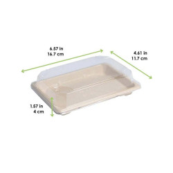 Barquette pulpe avec couvercle PS transparent "Itto" 16,7 x 11,7 x 4 cm - 50 unités