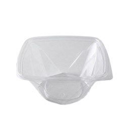 Saladier PET carré transparent vrillé 1000 ml 20 x 20 x 8 cm - 100 unités