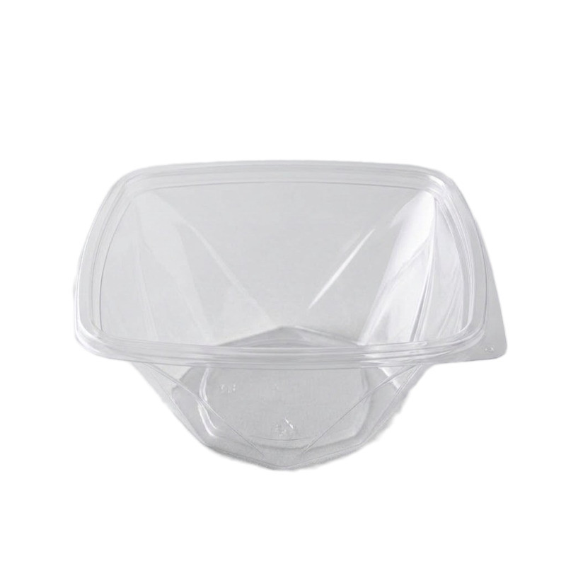 Saladier PET carré transparent vrillé 1000 ml 20 x 20 x 8 cm - 100 unités