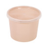 Bol reemp beige pp imprimé avec couvercle transparent  - 600 ml - 12 cm x 12 cm x 7,6 cm. - 50 unités