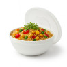 Combo Bol CookShow verre opale + Couv en plastique PP Ø178mm H75 mm - 12 unités